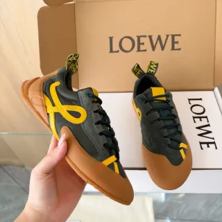 Loewe Green Yellow Low-Top Suede And Leather Mix Lifestyle Sneakers