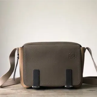 Loewe Puzzle Olive Gray and Beige Structured Crossbody Bag