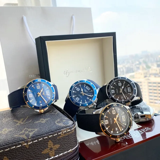 Longines Hydroconquest bisel de cerâmica azul relógio mecânico 6