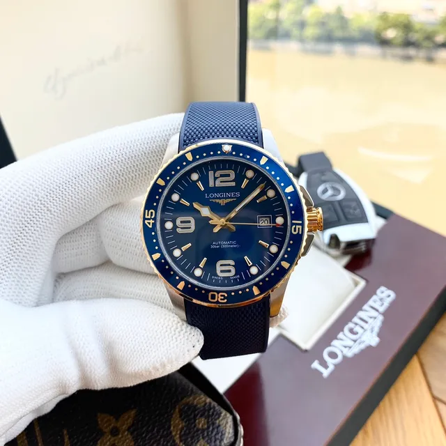 Longines Hydroconquest bisel de cerâmica azul relógio mecânico 8