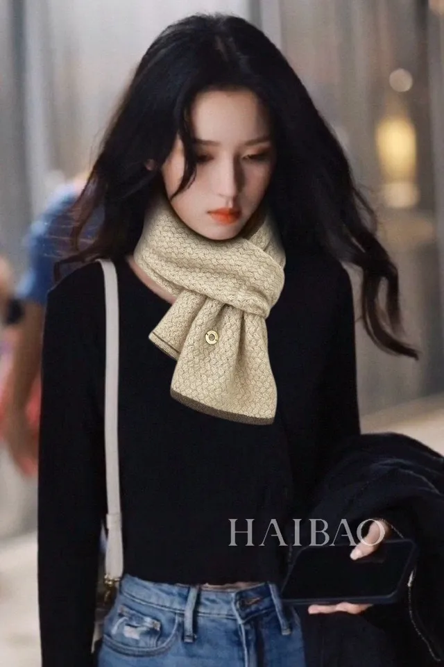 Loro Piana Beige Brown Cross-Knit Construction Ribbed Contrast Trim Cashmere Scarf 2