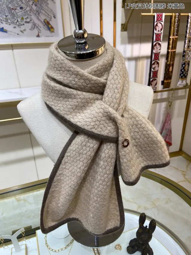 Loro Piana Beige Brown Cross-Knit Construction Ribbed Contrast Trim Cashmere Scarf 6
