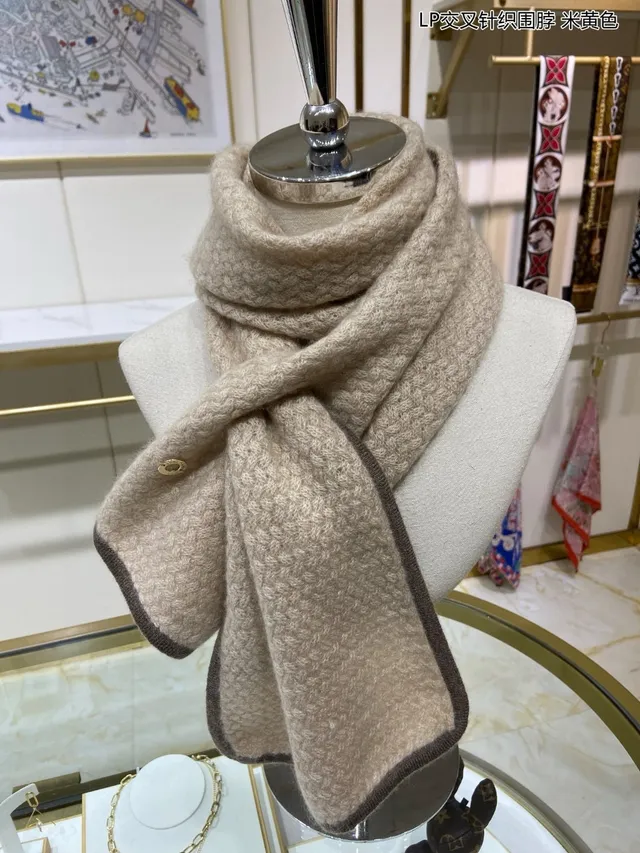 Loro Piana Beige Brown Cross-Knit Construction Ribbed Contrast Trim Cashmere Scarf 7