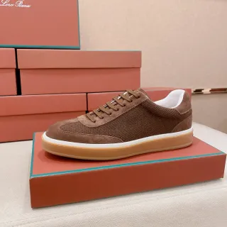 Loro Piana 棕色麂皮和网布生活方式运动鞋