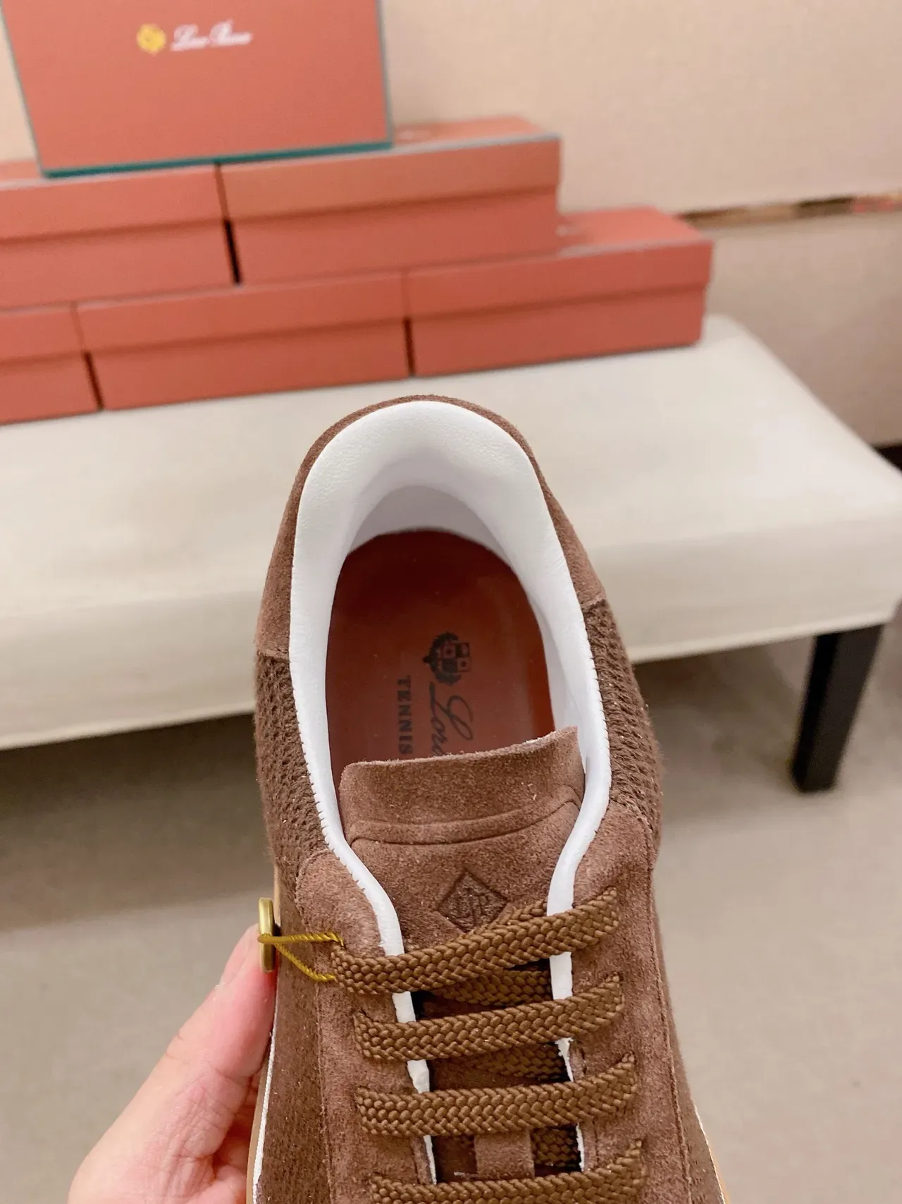 Loro Piana Brown Suede and Mesh Lifestyle Sneakers 4