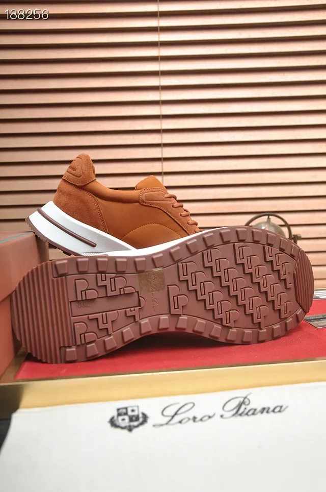 Loro Piana Tênis Lifestyle de Suede e Couro Tan 2