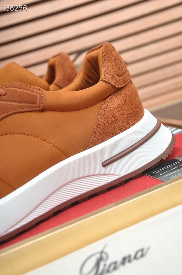 Loro Piana Tênis Lifestyle de Suede e Couro Tan 3