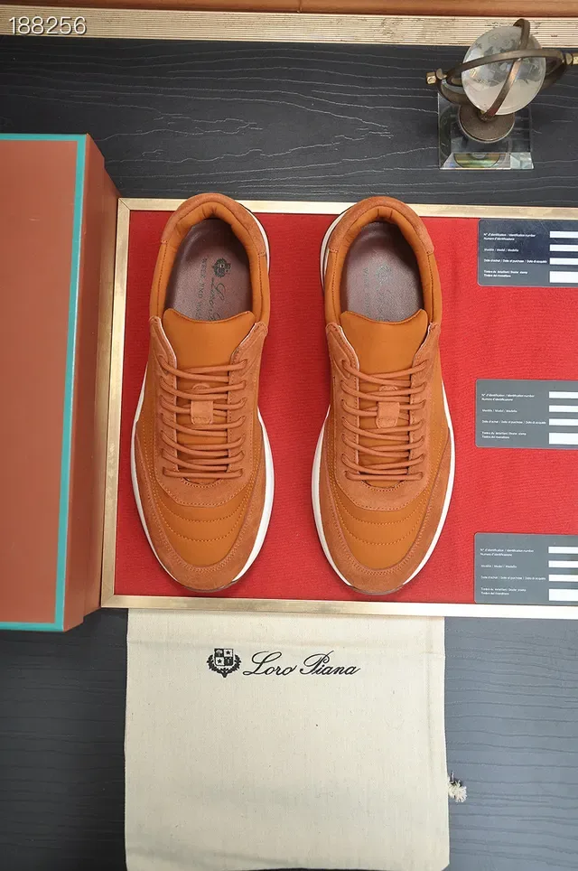 Loro Piana Tênis Lifestyle de Suede e Couro Tan 6