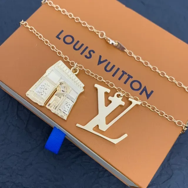 Louis Vuitton Arc de Triomphe and LV Monogram Gold-Tone Necklace 2