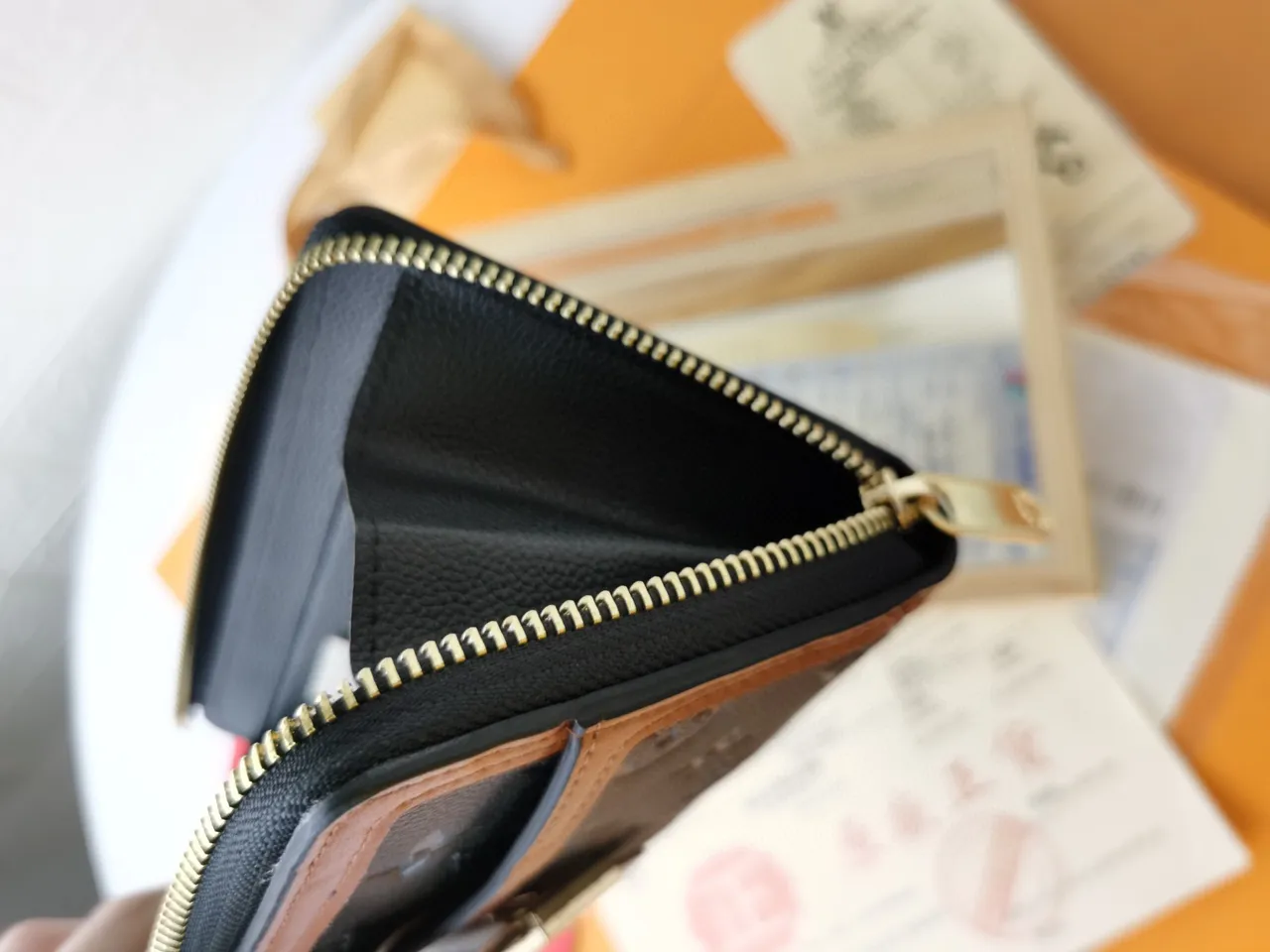 Louis Vuitton Black Brown Embossed Monogram Leather Tan Contrast Trim Long Wallet 4
