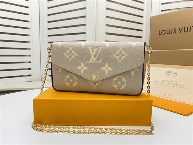 Louis Vuitton حقيبة سلسلة سوداء ذهبية غلاف ظرف مطبوعة مونوغرام 10