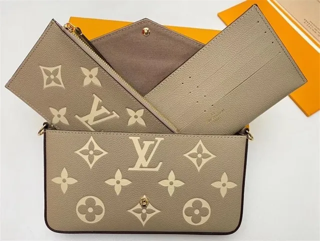 Louis Vuitton حقيبة سلسلة سوداء ذهبية غلاف ظرف مطبوعة مونوغرام 13