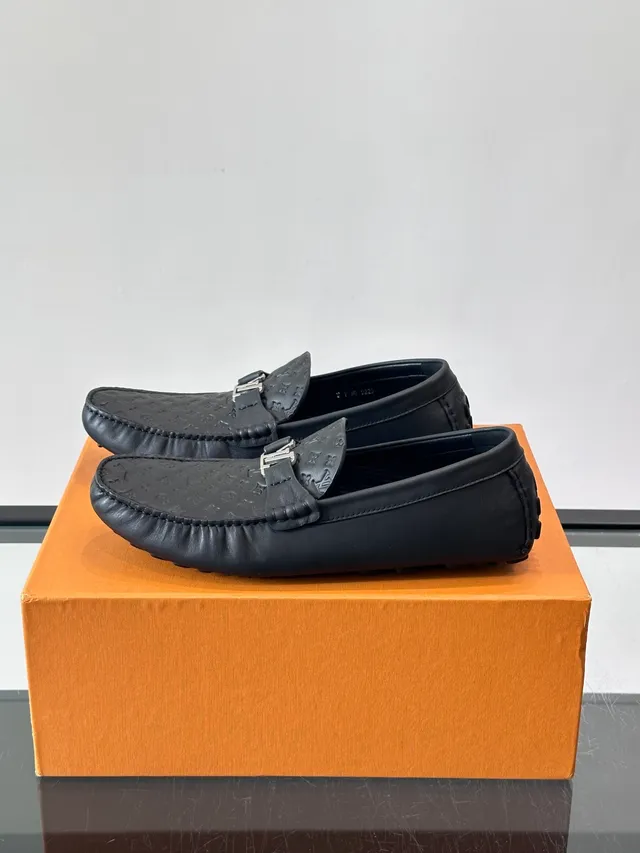 Louis Vuitton Black Monogram-Embossed Leather LV Buckle Strap Loafer 5