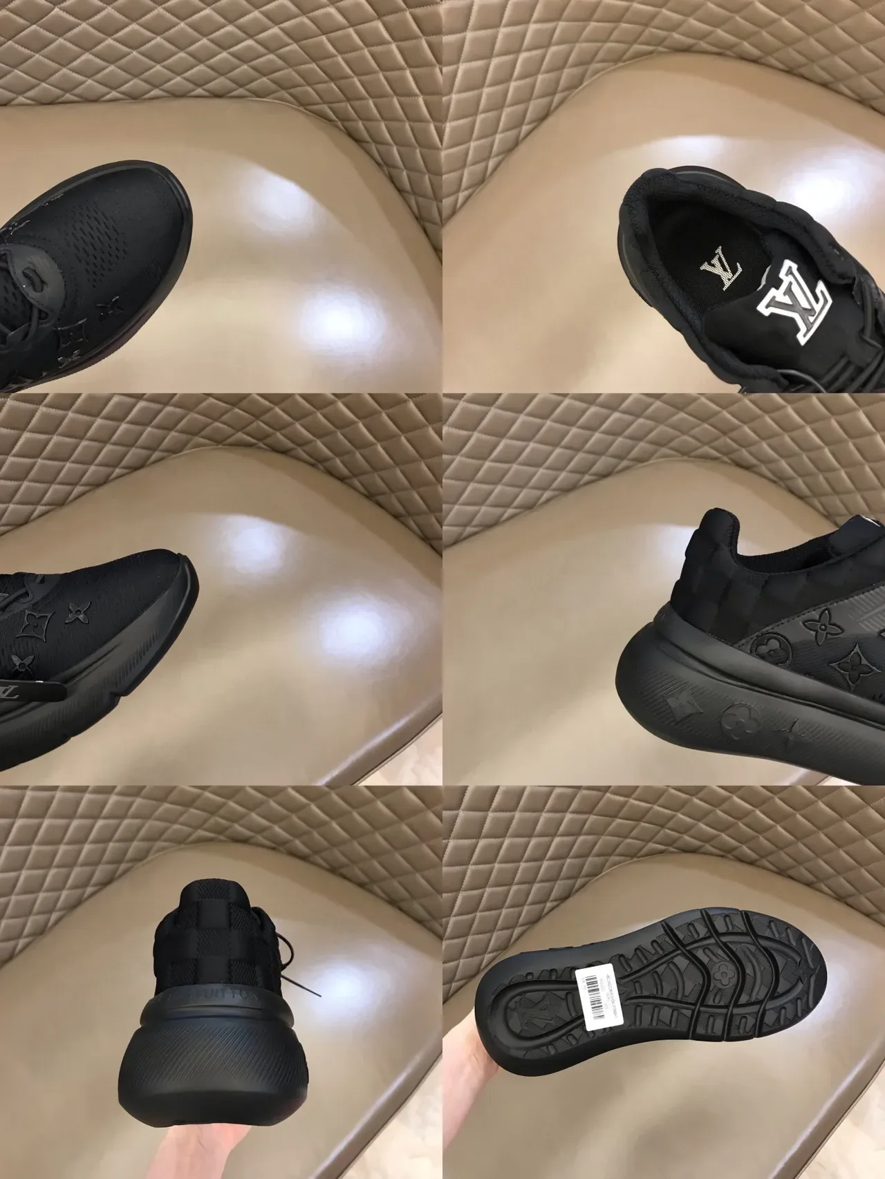 Louis Vuitton Black Monogram-Printed Mesh Upper Sculpted Rubber Sole Lifestyle Sneakers 2
