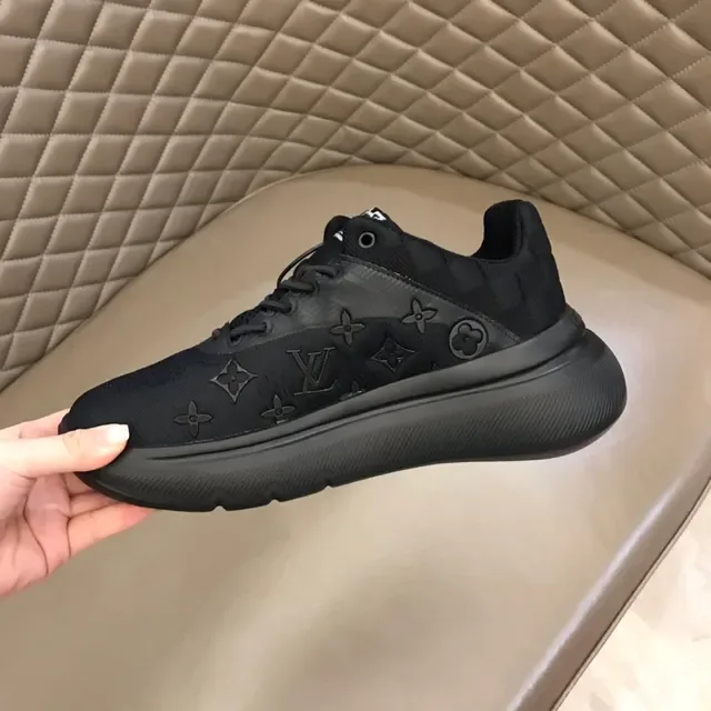Louis Vuitton Black Monogram-Printed Mesh Upper Sculpted Rubber Sole Lifestyle Sneakers 3