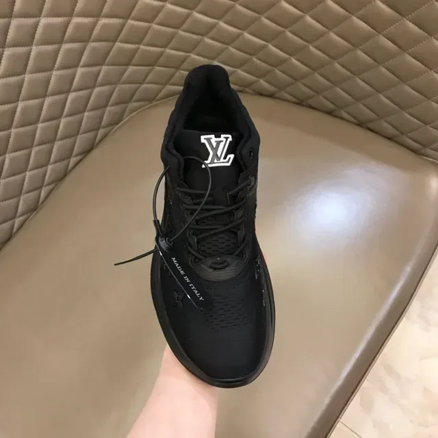 Louis Vuitton Black Monogram-Printed Mesh Upper Sculpted Rubber Sole Lifestyle Sneakers 4