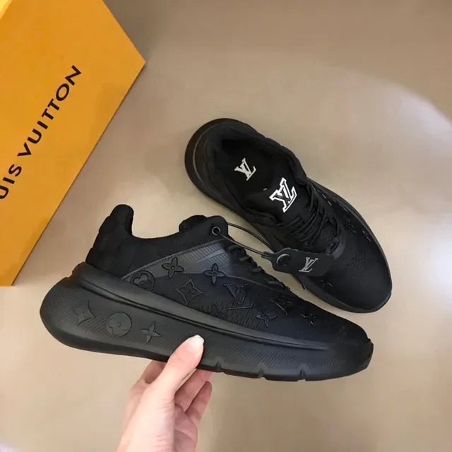 Louis Vuitton Black Monogram-Printed Mesh Upper Sculpted Rubber Sole Lifestyle Sneakers 5