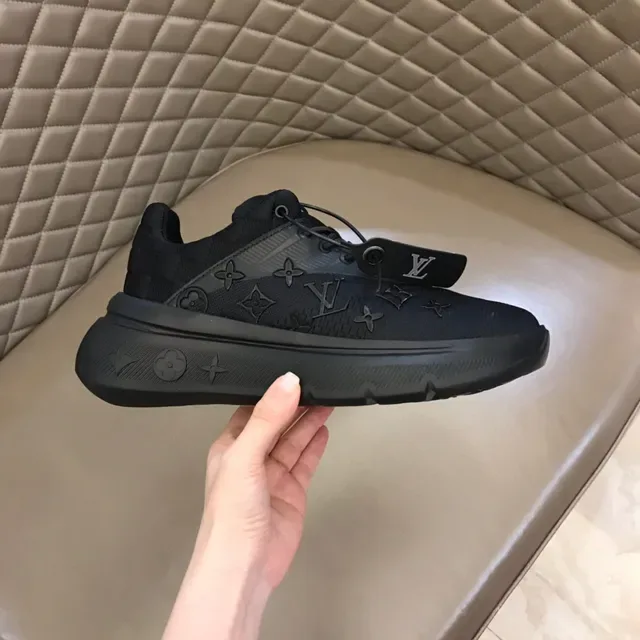 Louis Vuitton Black Monogram-Printed Mesh Upper Sculpted Rubber Sole Lifestyle Sneakers 6