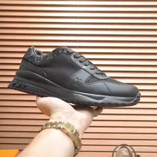 Louis Vuitton Negro Monogramado Tacón Malla y Cuero Parte Superior Zapatillas Lifestyle