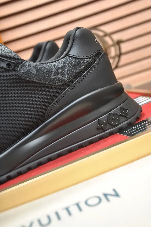 Louis Vuitton Black Monogrammed Heel Mesh-and-Leather Upper Lifestyle Sneakers 2