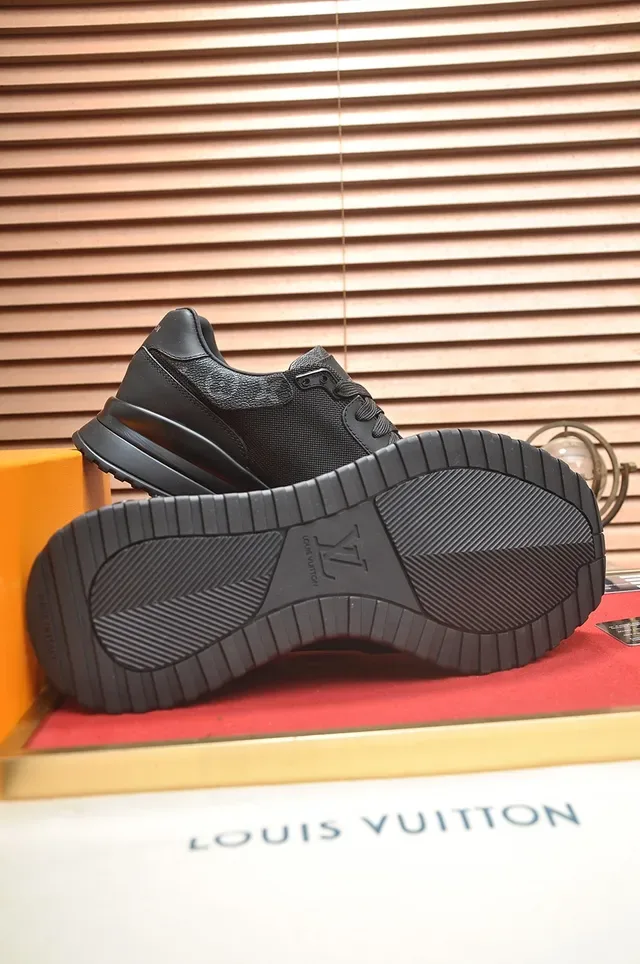 Louis Vuitton Black Monogrammed Heel Mesh-and-Leather Upper Lifestyle Sneakers 3