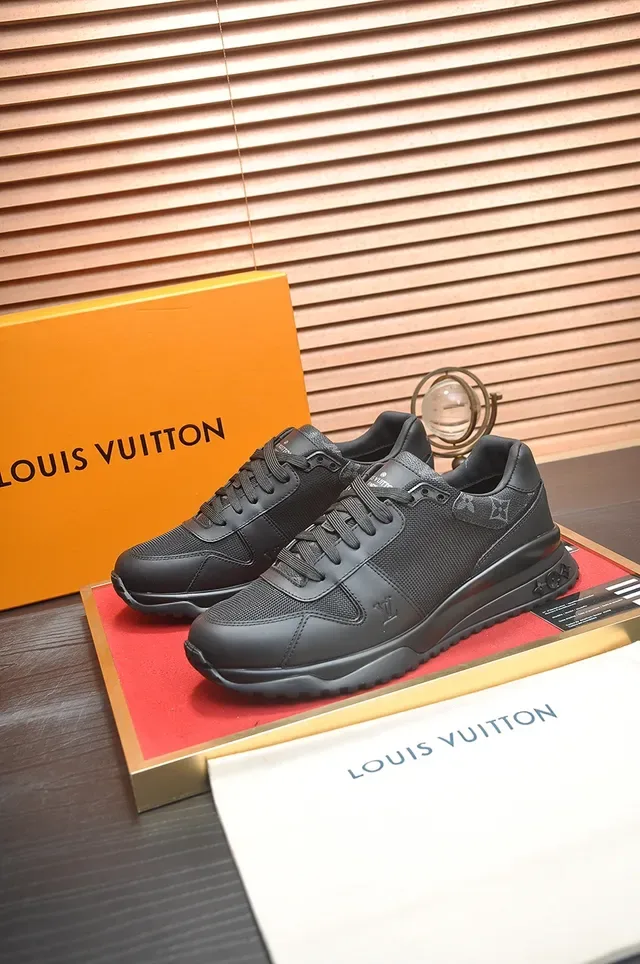 Louis Vuitton Black Monogrammed Heel Mesh-and-Leather Upper Lifestyle Sneakers 4