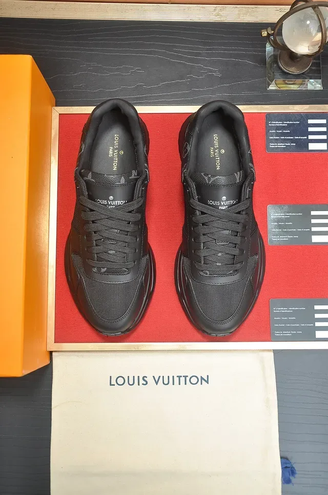 Louis Vuitton Black Monogrammed Heel Mesh-and-Leather Upper Lifestyle Sneakers 5