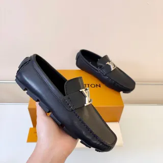Louis Vuitton কালো রূপালী চামড়া LV Monogram Buckle লুফার