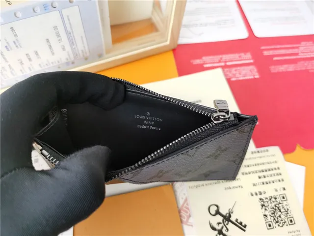 Louis Vuitton Noir Argent Monogram Recouvert de Toile Fermeture zippée supérieure Portefeuille court 4