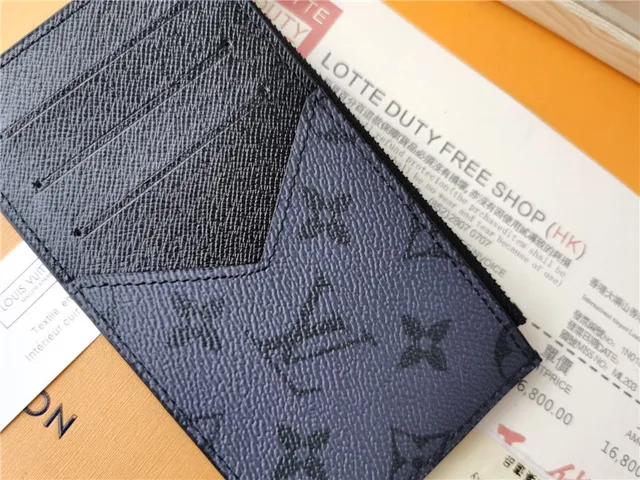 Louis Vuitton Noir Argent Monogram Recouvert de Toile Fermeture zippée supérieure Portefeuille court 5