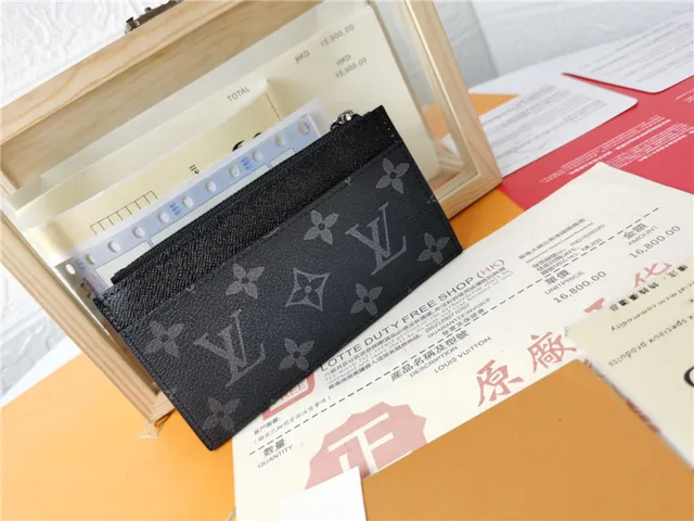 Louis Vuitton Noir Argent Monogram Recouvert de Toile Fermeture zippée supérieure Portefeuille court 7