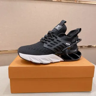 Louis Vuitton Black White Knit Upper Sculpted Midsole Sneakers