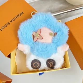 Louis Vuitton حقيبة كتفية زرقاء بيضاء شخصية محشوة بنسج fluffy