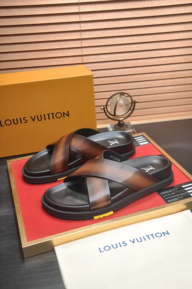 Louis Vuitton Marrón Negro Correa Cruzada Plantilla Moldada Sandalias Casual 4