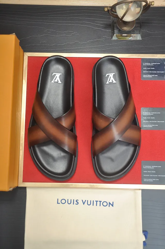 Louis Vuitton Marrón Negro Correa Cruzada Plantilla Moldada Sandalias Casual 5