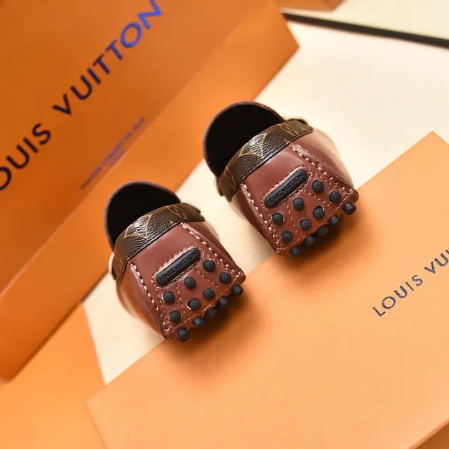 Louis Vuitton Marron Or Cuir Supérieur Monogramme Toile Recoupe Talon Mocassin 2
