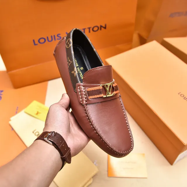 Louis Vuitton Marron Or Cuir Supérieur Monogramme Toile Recoupe Talon Mocassin 6