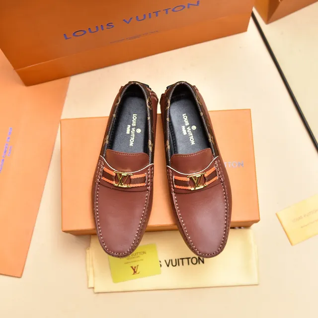 Louis Vuitton Marron Or Cuir Supérieur Monogramme Toile Recoupe Talon Mocassin 9