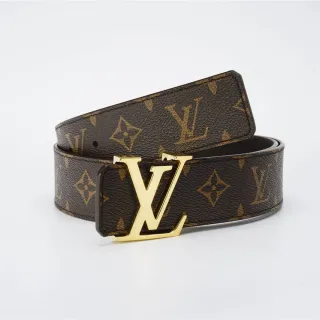Louis Vuitton Brown Gold Monogram Canvas LV Buckle Leather Belt