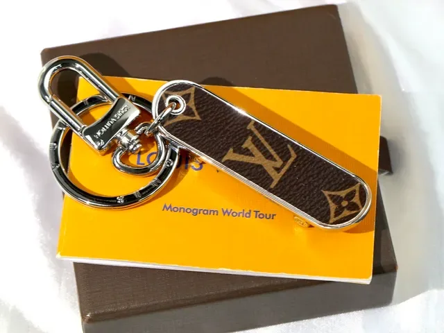 Louis Vuitton 棕金印花皮革矩形标签手袋 2