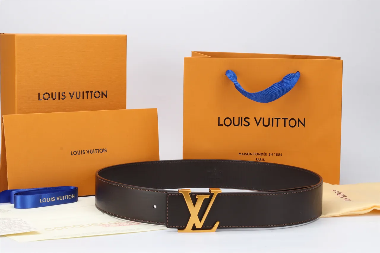 Louis Vuitton 棕色 金色 光滑 印花 扣头 皮革 腰带 3