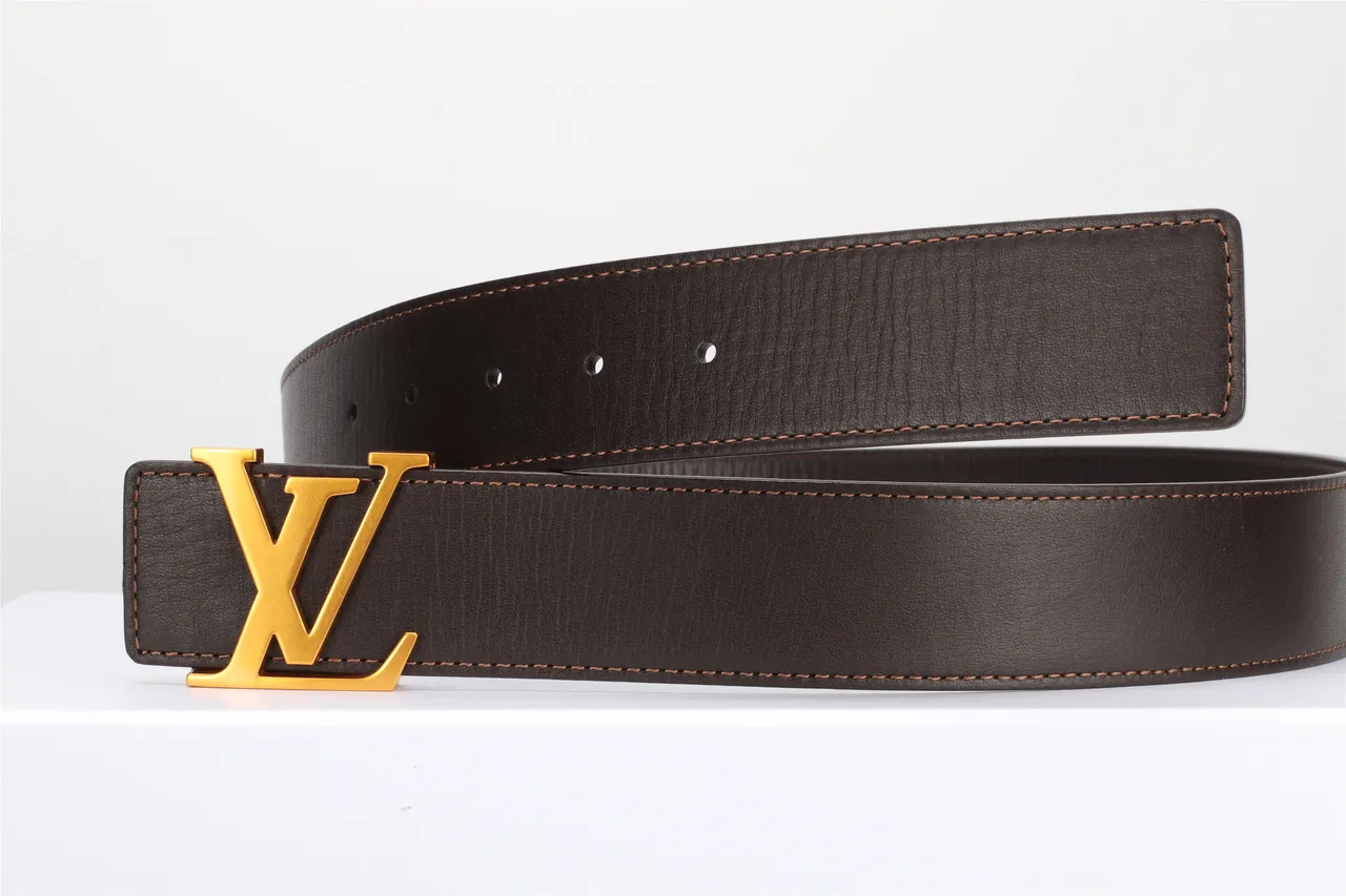 Louis Vuitton 棕色 金色 光滑 印花 扣头 皮革 腰带 7