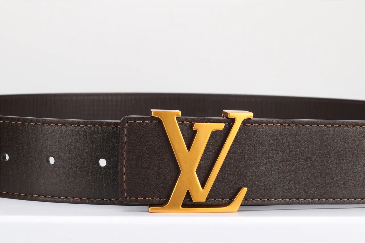 Louis Vuitton 棕色 金色 光滑 印花 扣头 皮革 腰带 9