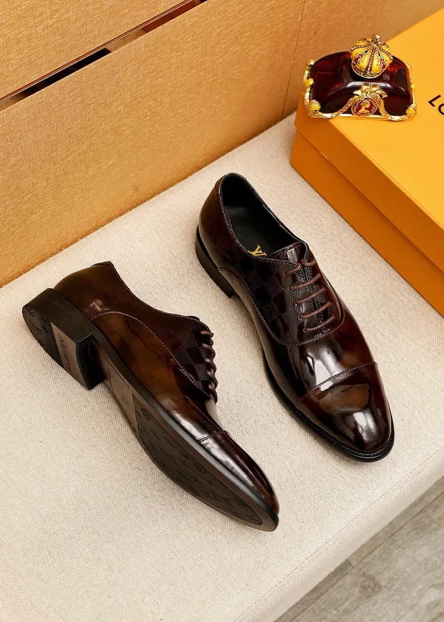 Louis Vuitton Brown Patent Cap-Toe Oxford Shoes 3