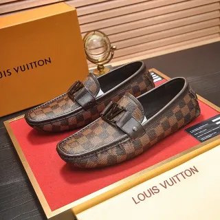 Louis Vuitton Damier Check Mocassins de couro com tira