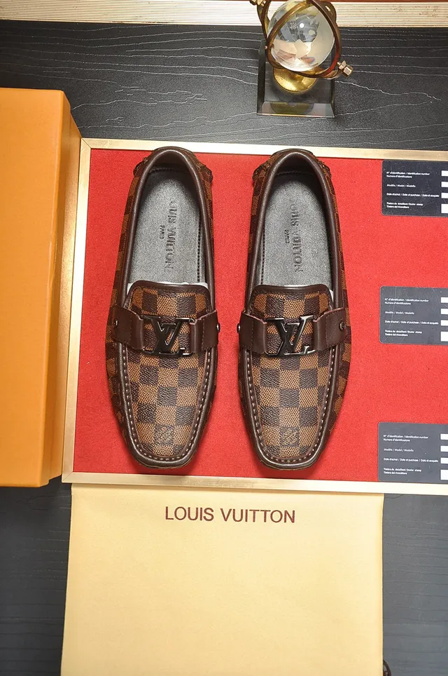 Louis Vuitton Damier Check Leather Strap Loafers 9