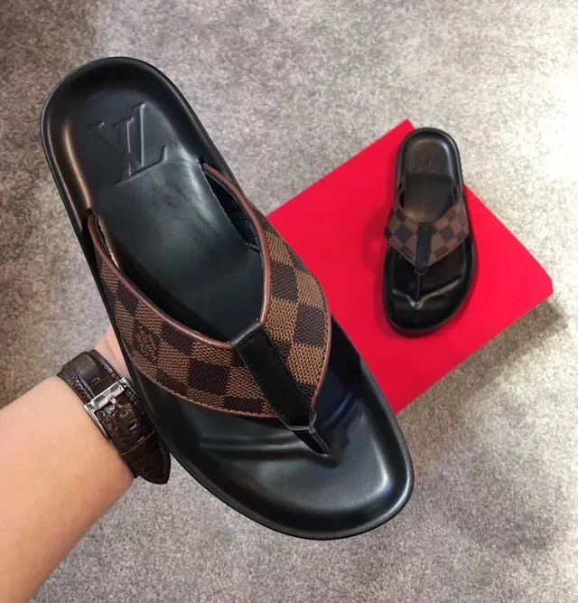 Louis Vuitton Damier Ebène Thong Flip-Flop Slippers 5