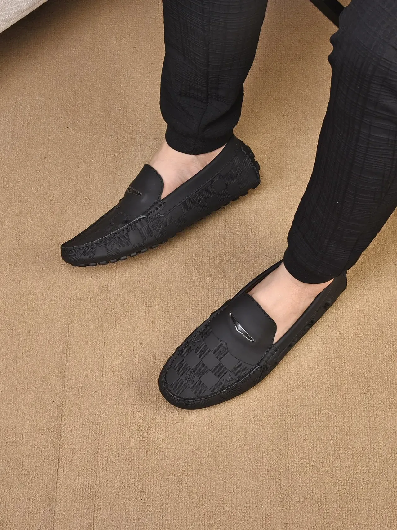 Louis Vuitton Damier Graphite Mocassins Noirs Homme 2