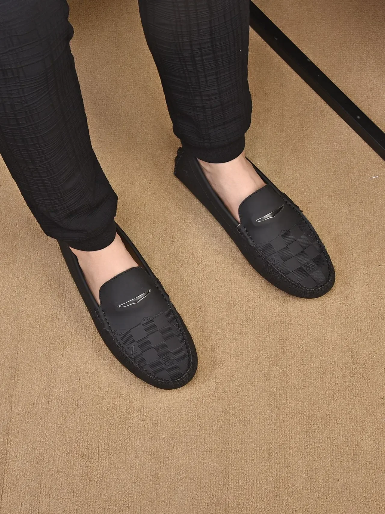 Louis Vuitton Damier Graphite Mocassins Noirs Homme 3