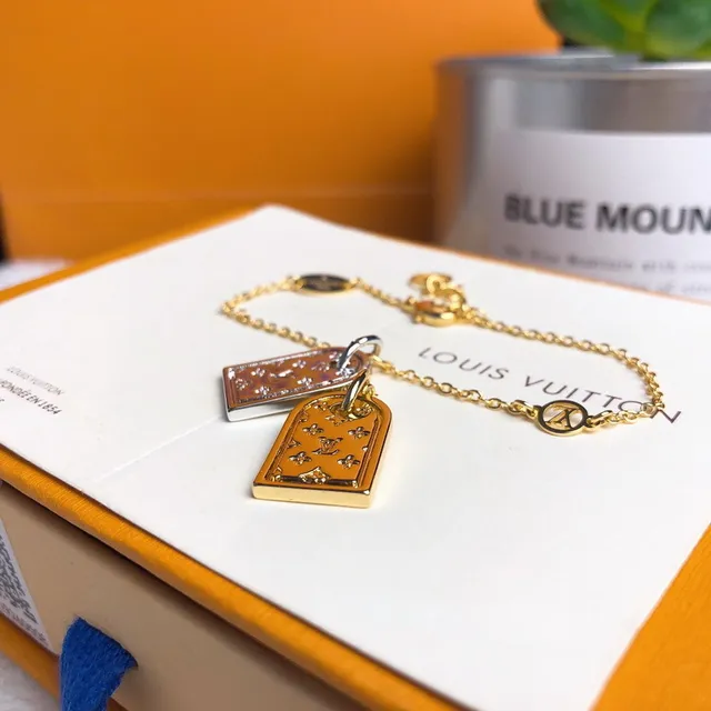 Louis Vuitton Dual-Tone Monogram Dog-Tag Pendant Necklace 2